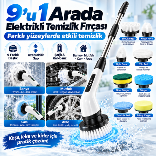 9in1 Şarjlı Temizlik Fırçası