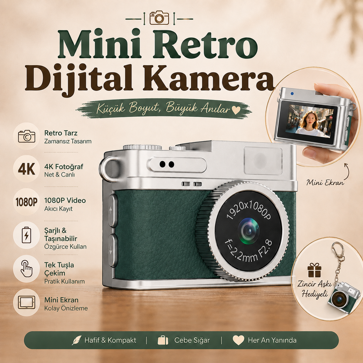 Mini Dijital Retro Kamera