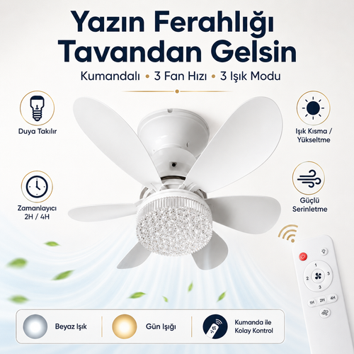 Ampul Tipi Kumandalı Tavan Vantilatörü